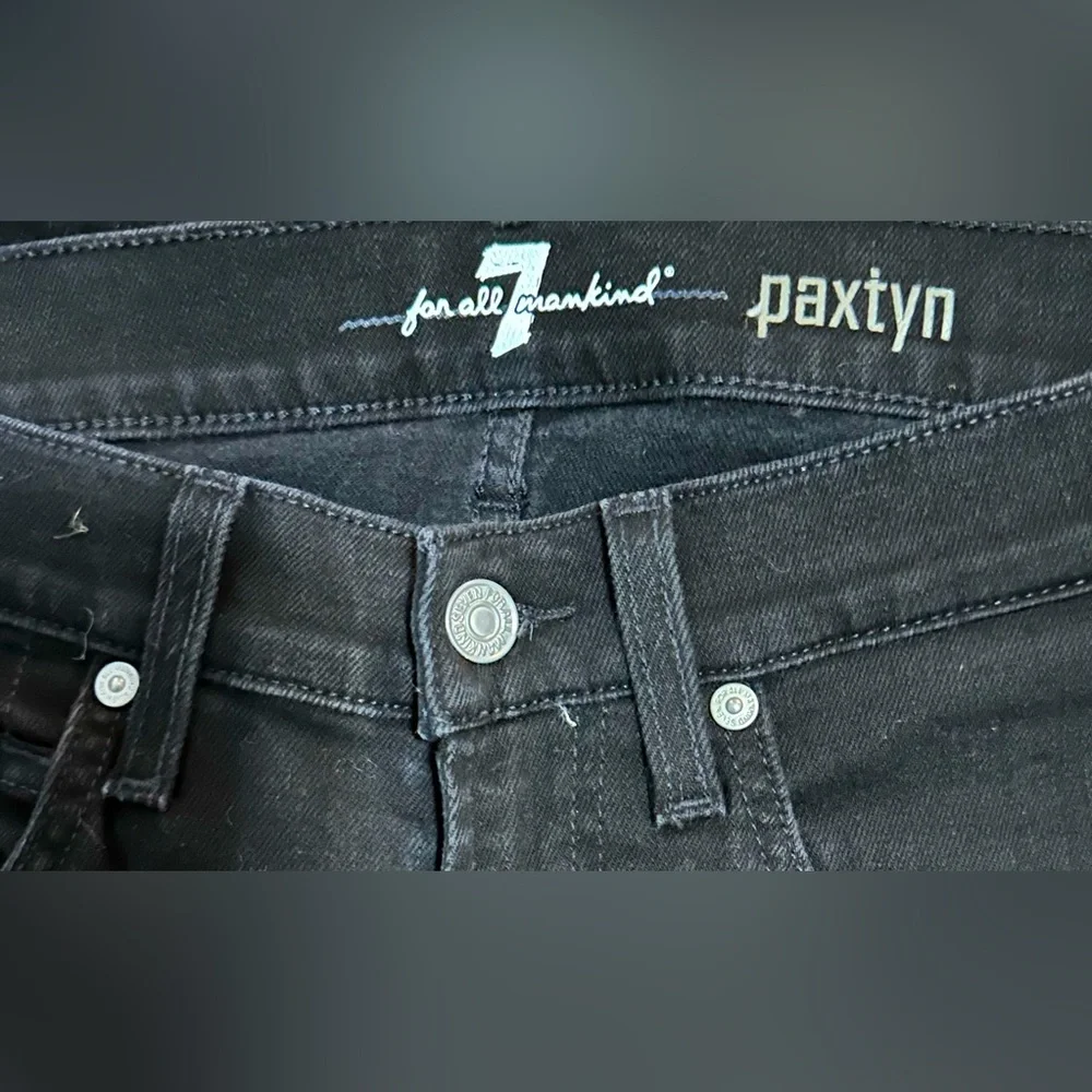 7 for All Mankind Paxtyn Skinny Jeans in True Black Wash
